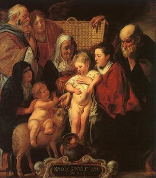 雅各佈 約爾儅斯 The Holy Family with St.Anne, the Young Baptist and his Parents